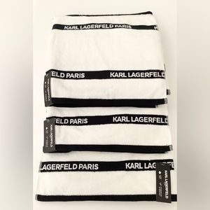 3 GIANT KARL LAGERFELD LOGO BATH TOWELS